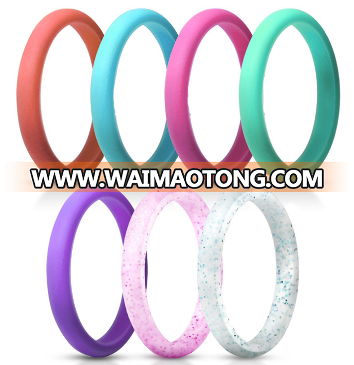 7-pack silicone wedding ring band for women size 4-10