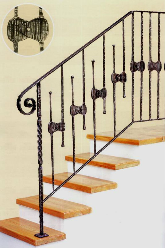 House building decoration indoor wrought iron stair , ornamental staircase railing