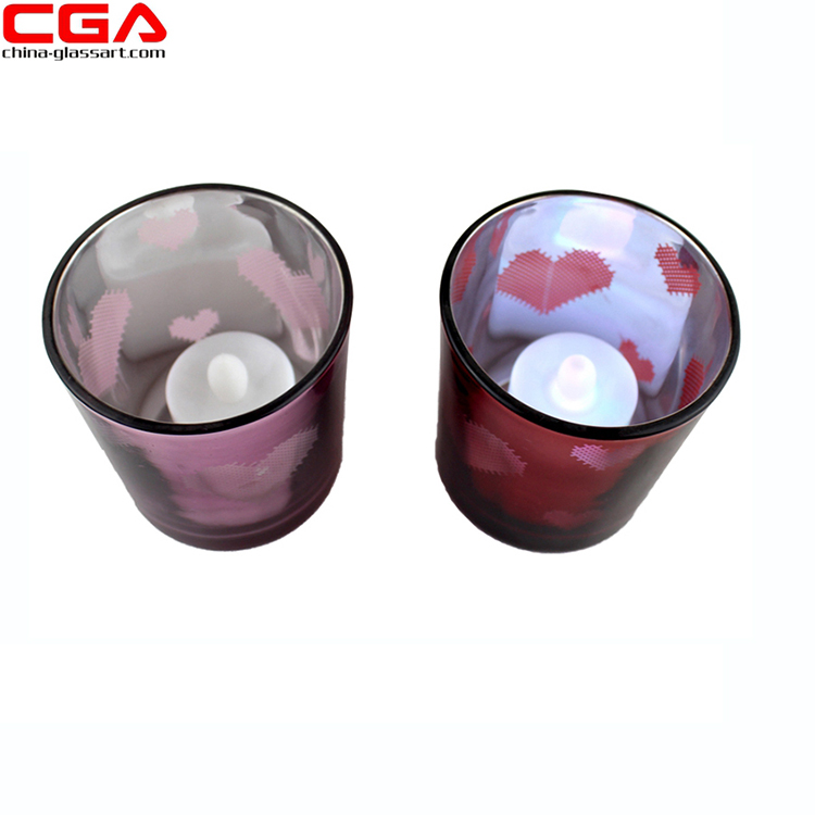 Best selling products color painting glass Candle cup Christmas candle holder