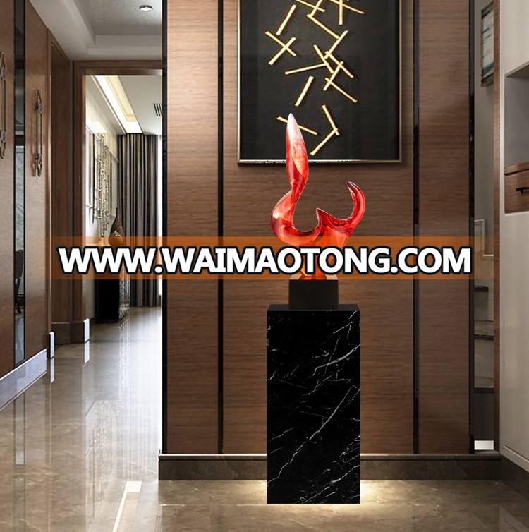 Custom resin red color abstract sculpture for hotel decoration