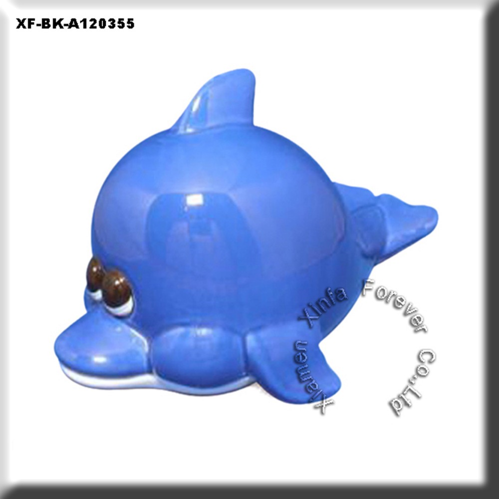 home decoration ceramic dolphin money box