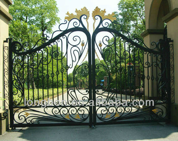 Steel wrought iron sliding gate design heavy duty