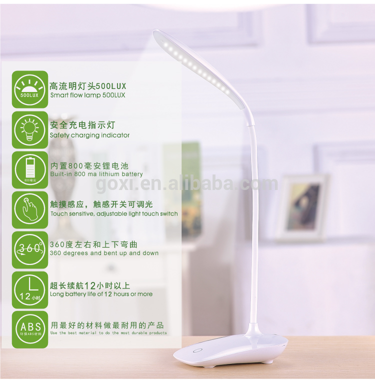 5W touch dimmable flexible led desk lamp with high lumen