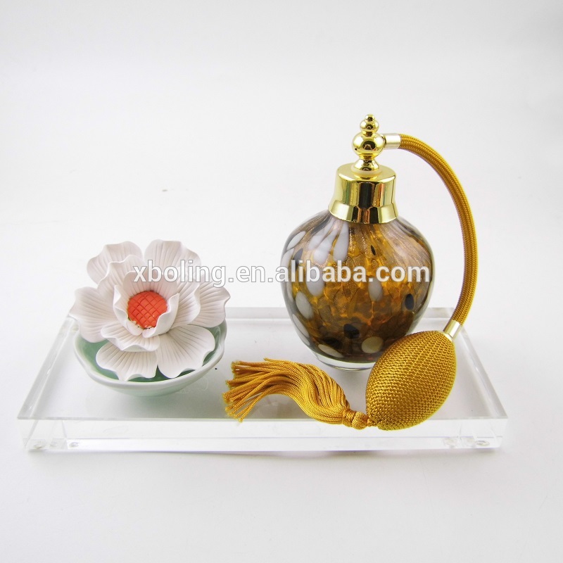 Unique Fashion Ceramic Flower Fragrance Diffuser Perfume Bulb Spray Atomizer Perfume Glass Bottle Set