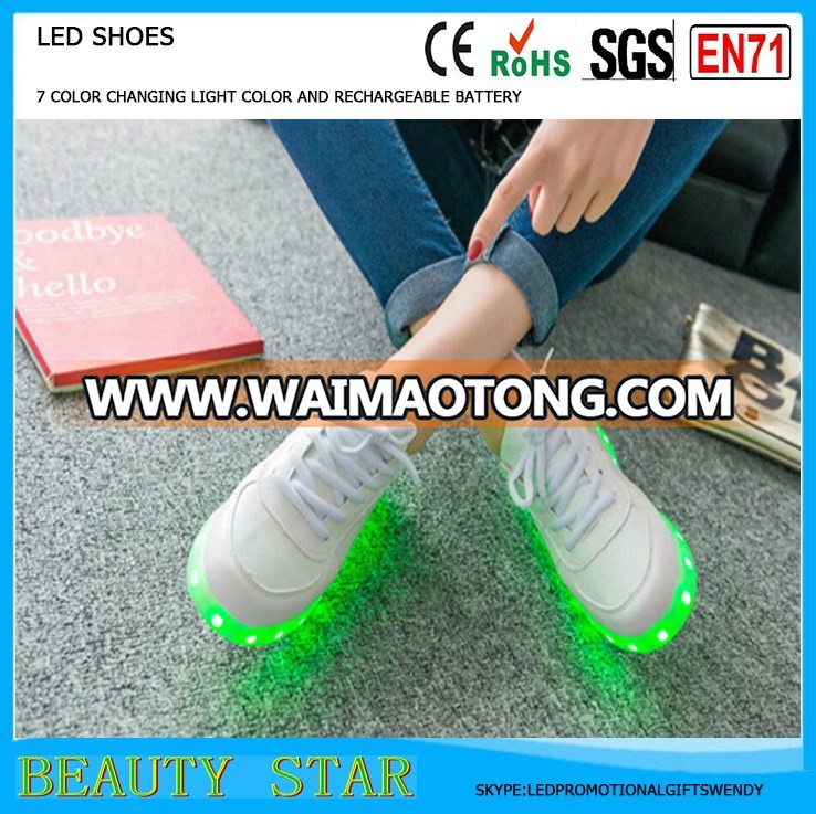 Factory selling Men/Women LED shoes,rechargeable led classic shoes with 7 color light changing