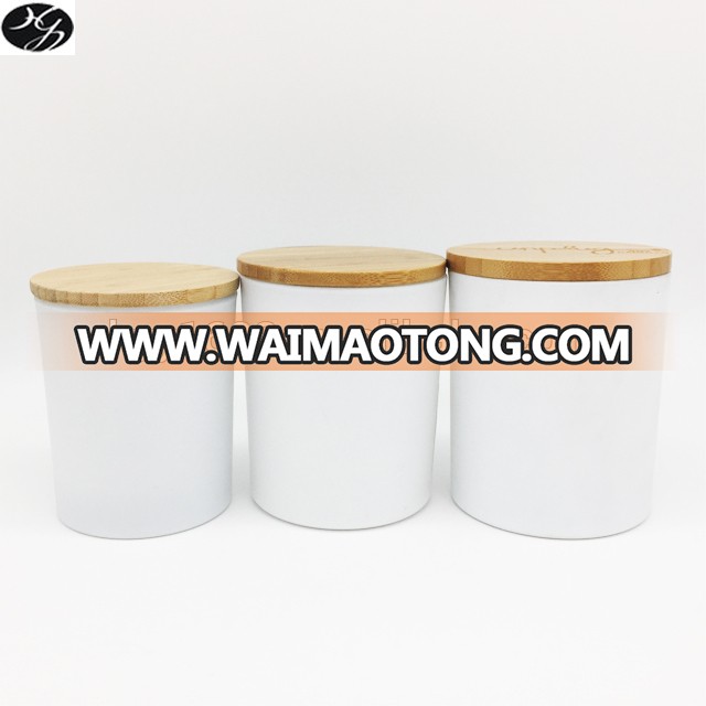 10oz 13oz 15oz white glass candle jars with bamboo lids