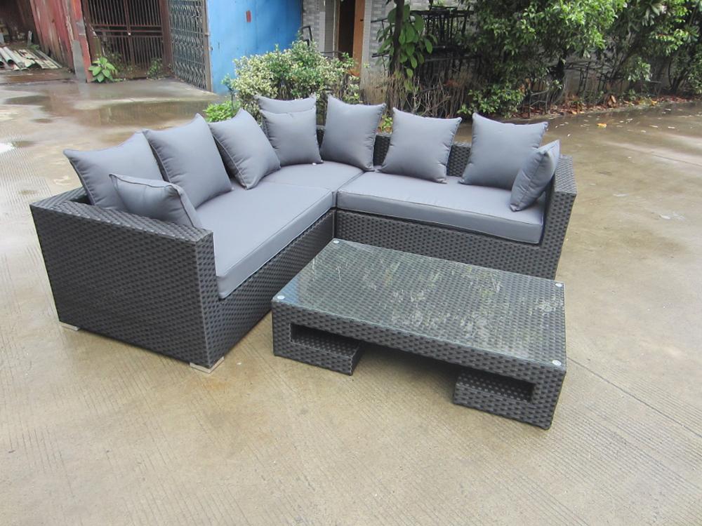 Oriental Garden Rattan Corner Sofa Set With Cushion