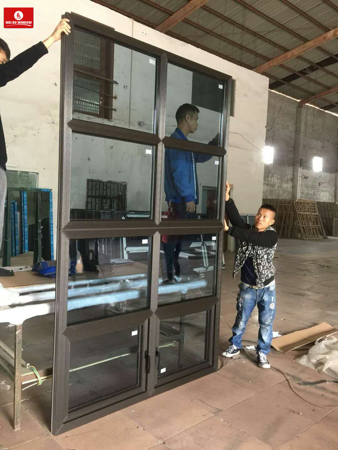 New American style PVC Double low e tempered black casement glass Window for hot sale