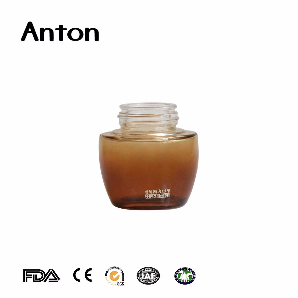 2 oz round amber cosmetic glass jars with lid manufacturer