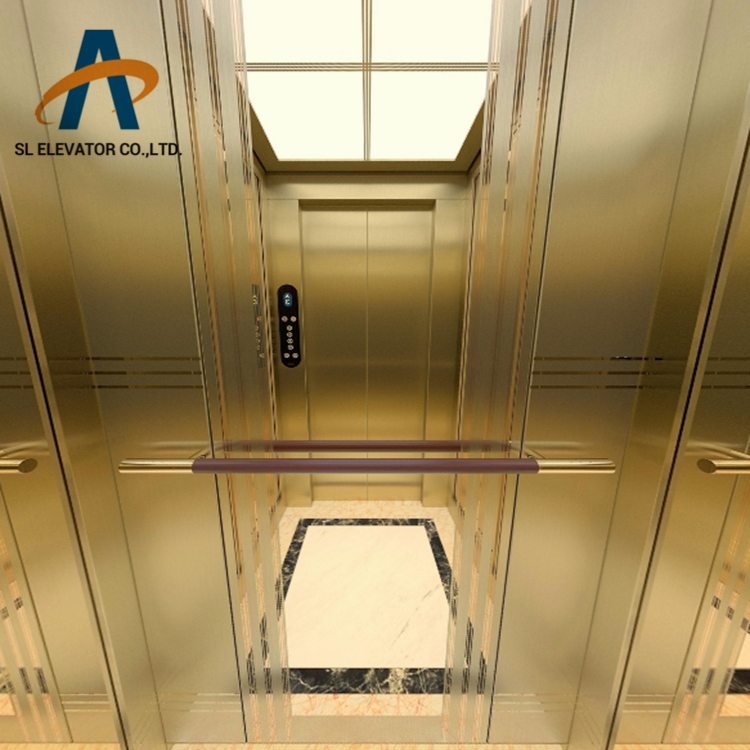 China factory luxury design Gold metal texture Villa house passenger elevator lifts