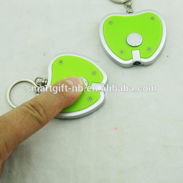 apple shape led flashing light keychain customized logo