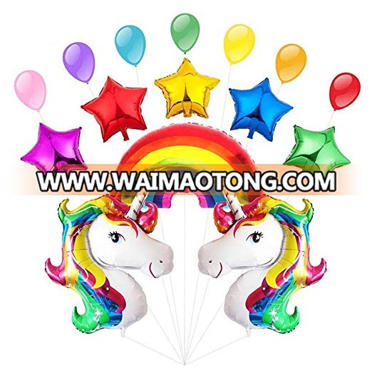 Boomwow Rainbow Unicorn Shape Mylar Foil Balloon for Unicorn Party Supplies and Girls Birthday Decorations