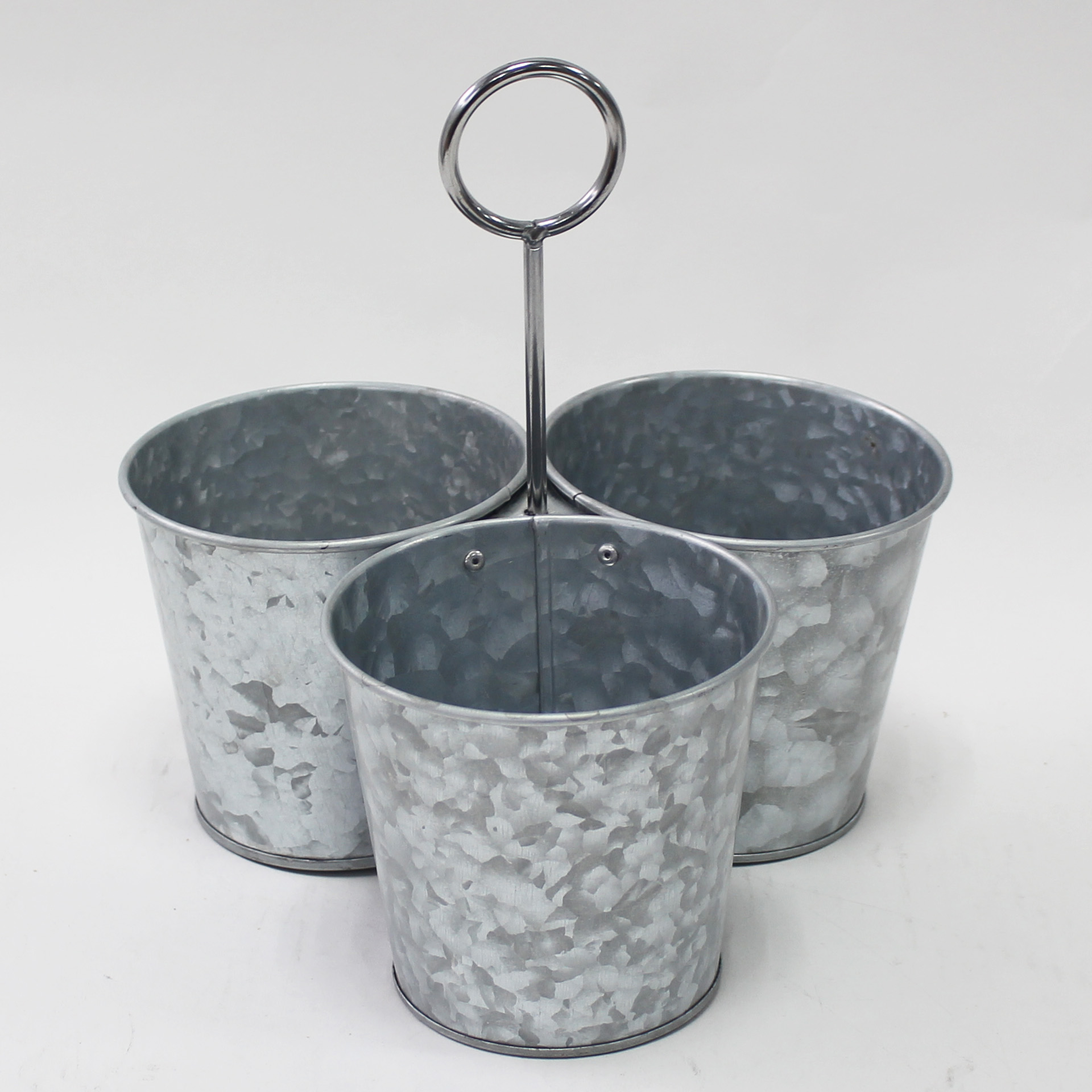 kitchen utensils Holders Caddy Set Includes 3 Galvanised Iron buckets, garden hanging planter plant buckets