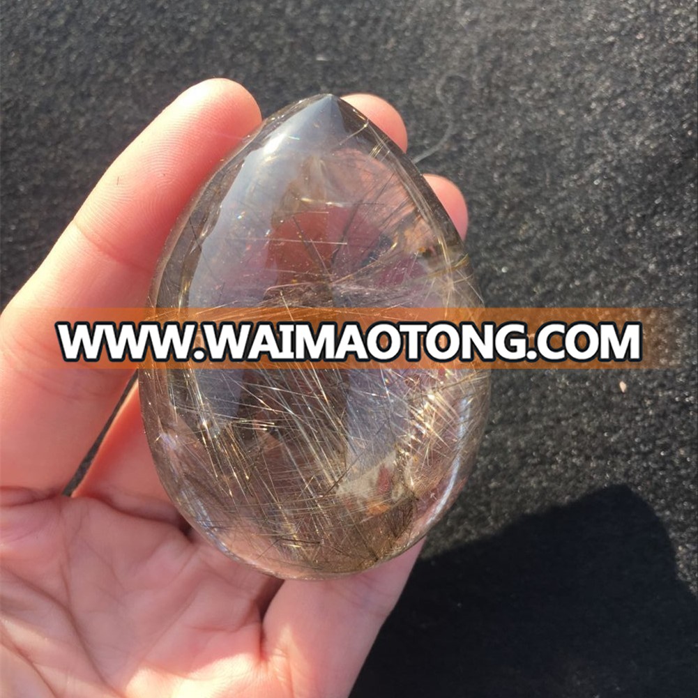 Wholesale Natural Clear Golden Hair Crystal Rutilated Quartz Crystal