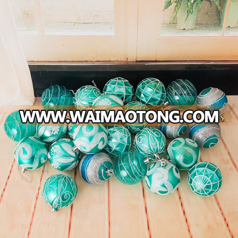 Delicate Painting & Glittering Plastic Xmas Decorated Ball Ornaments Hanging Christmas Balls Ornaments Baubles