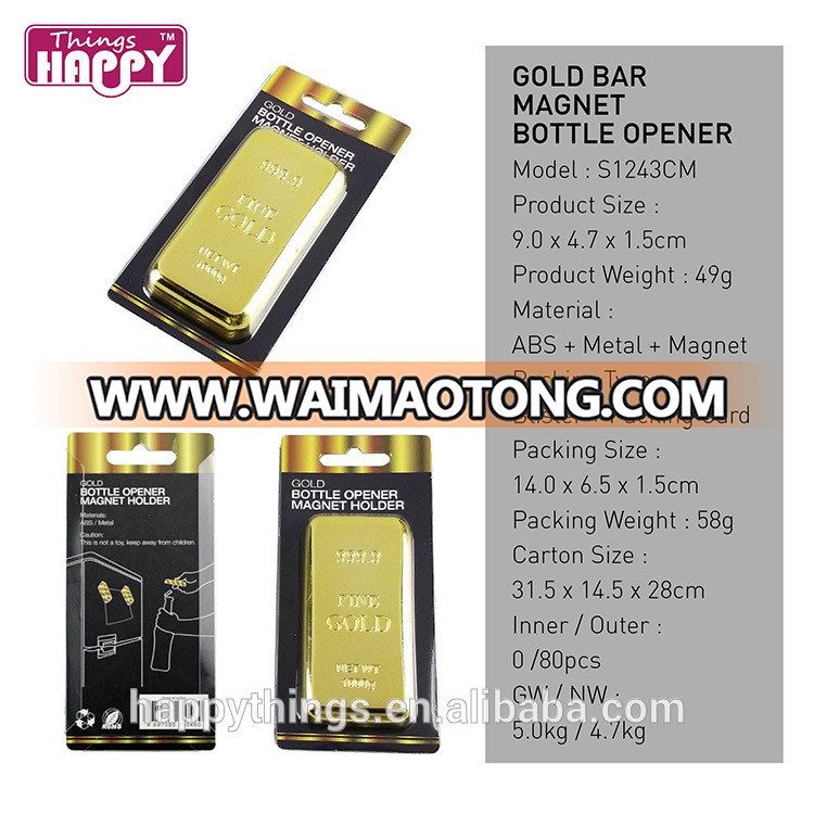 Wholesale Gold Bar Shape Plastic Bottle Opener Magnet