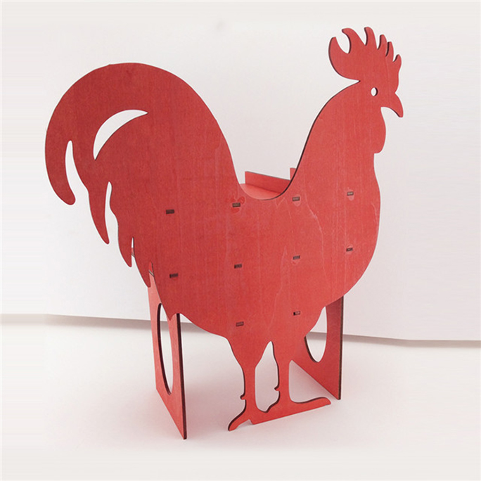 laser cut  Wooden cock storage cabinet for home decoration