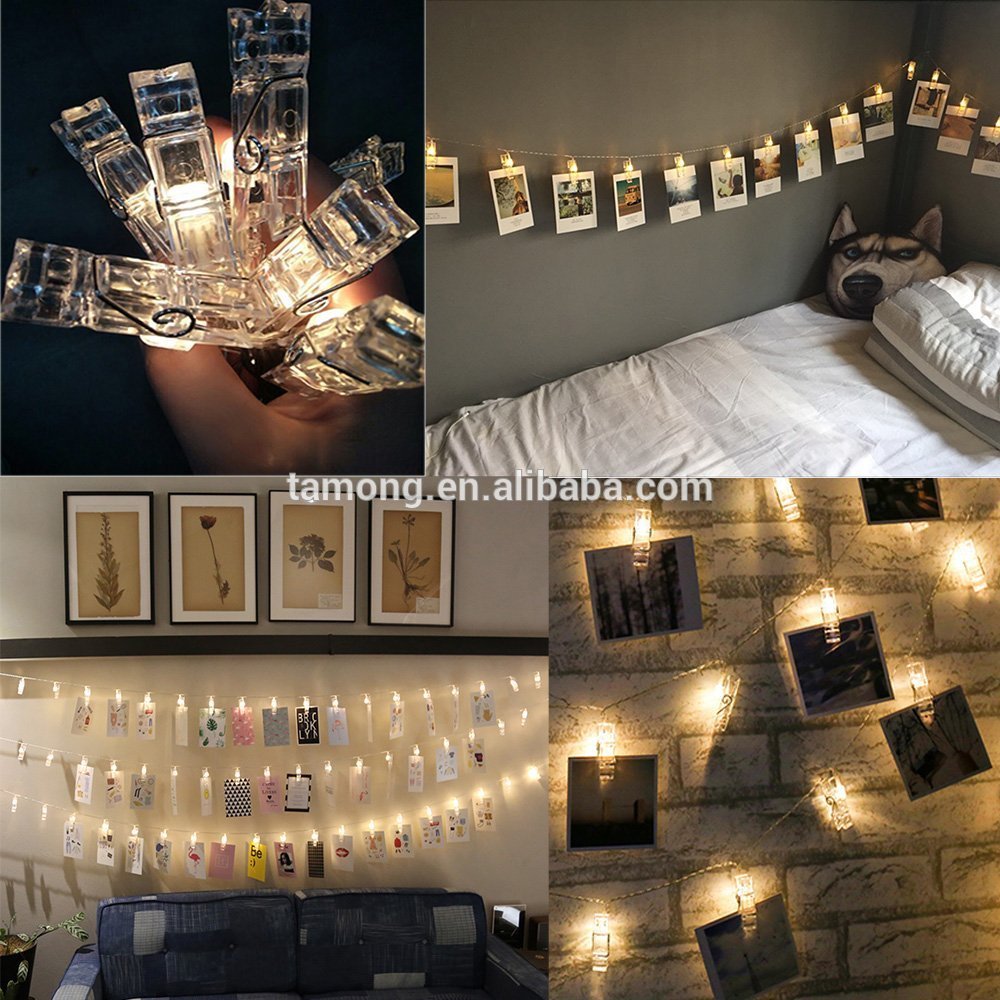 Photo Clips String Lights, Battery Powered 20 LED Starry Firefly Decorative Strand Lights, Holiday Christmas Twinkle Lighting