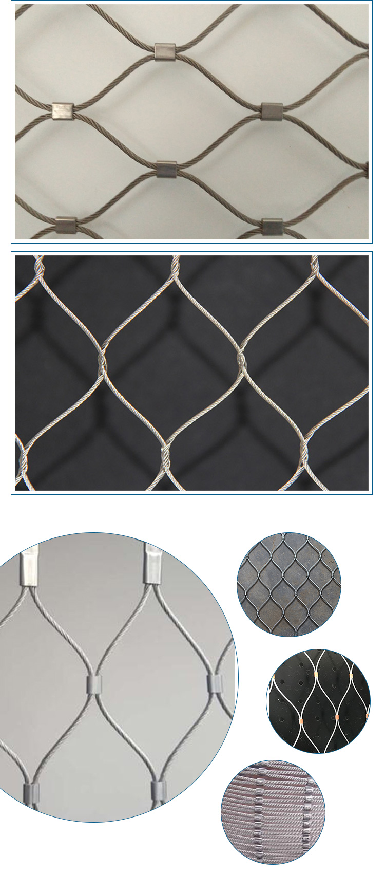 ss304 316 316l stainless steel wire rope mesh for stair railings