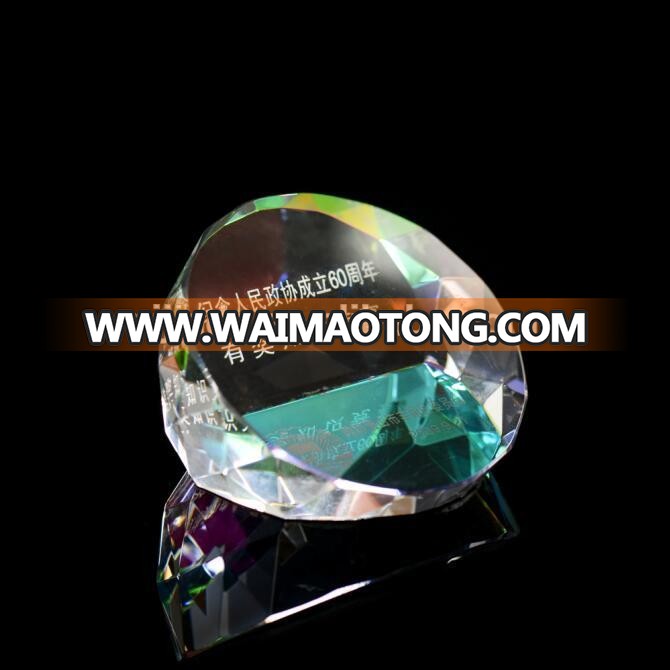 Custom K9 glass crystal diamond cutting round shape of the surface of the table decoration paperweight