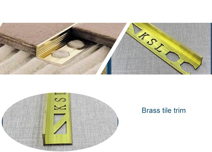 Flexible metal tile trim brass mill finish tile trim