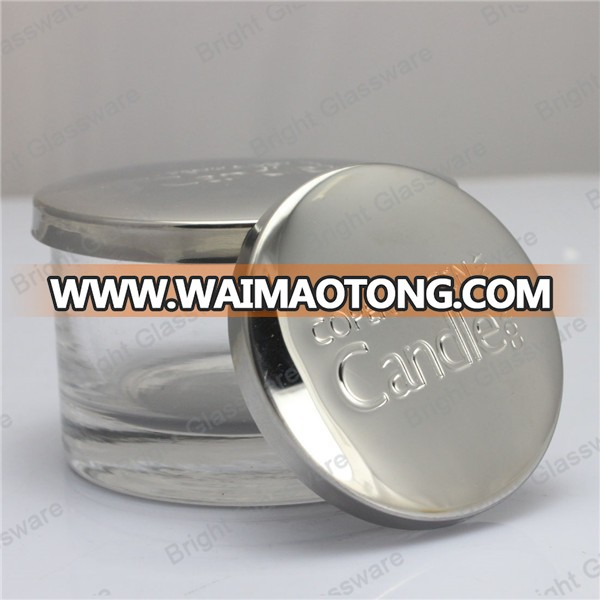 customer luxury design high quality silver candle lid with candle jar with customer logo