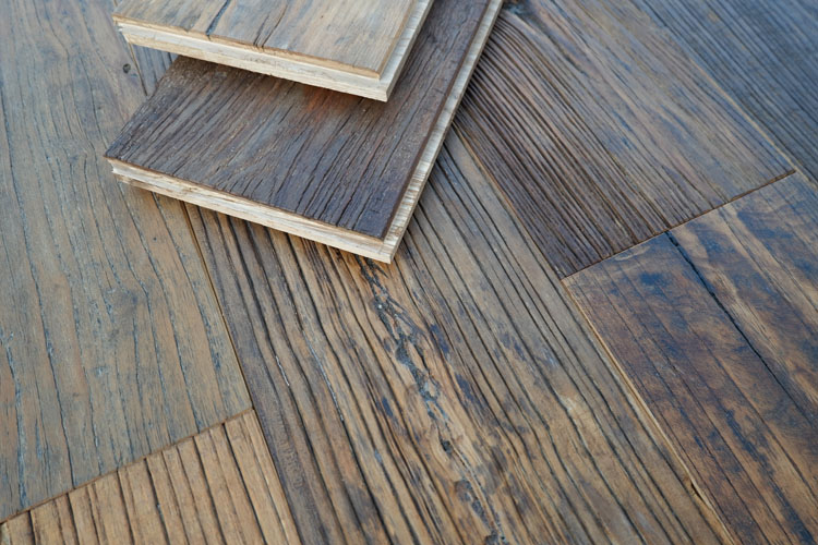 Interior design reclaimed wood parquet wood flooring