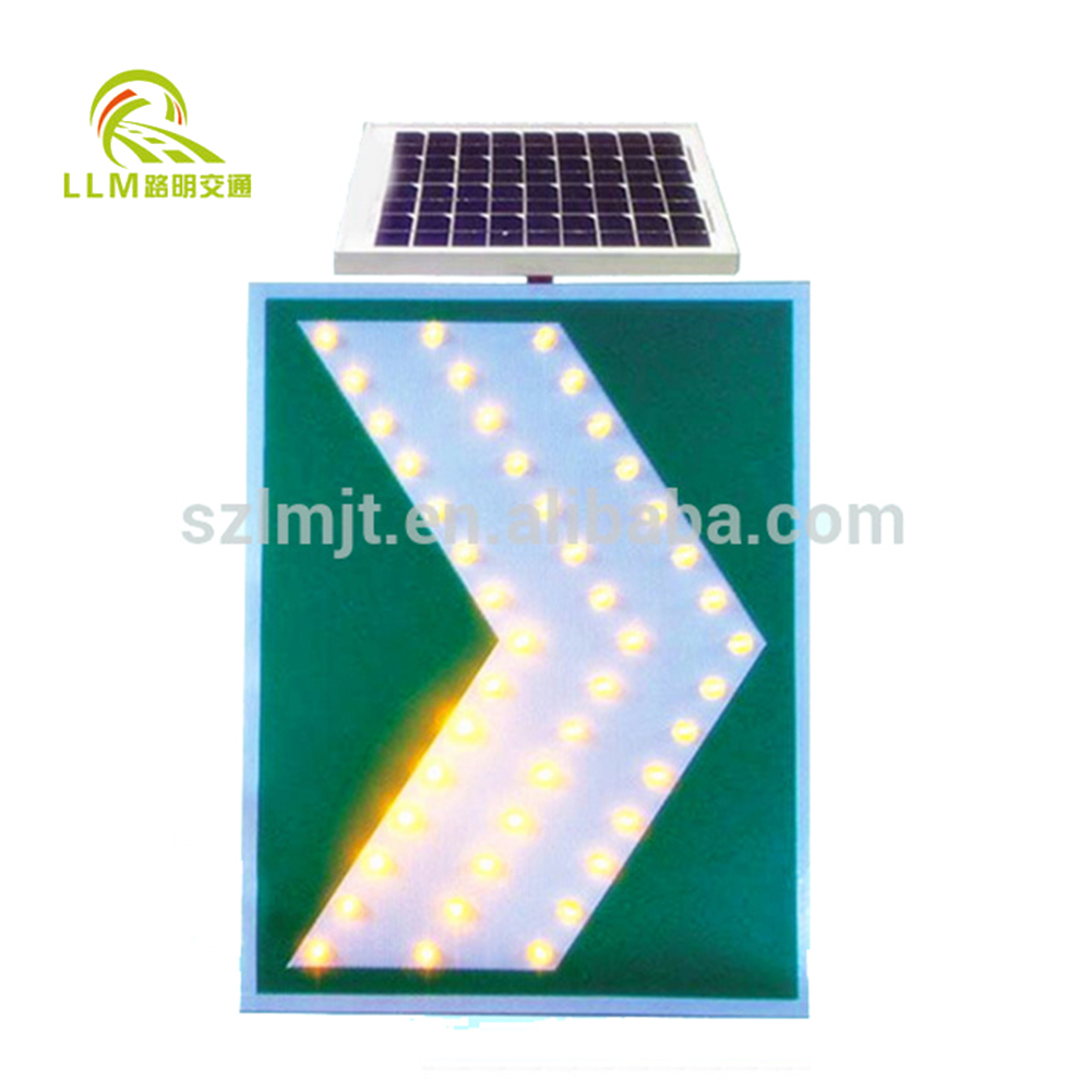 LED solar powered traffic safety flashing arrow sign