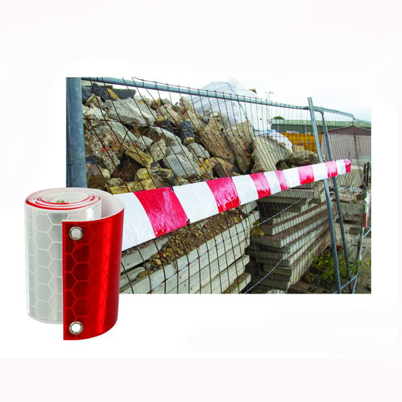 W078A Customized Size Red White Reflective Strip For Security Fencing Banners