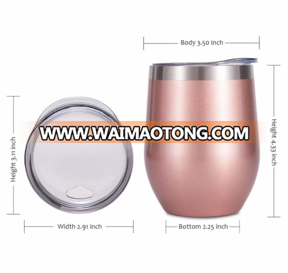 Amazon hot sale double wall stainless steel egg shape vacuumn insulate beer tumbler water cup  wine tumbler  with lid