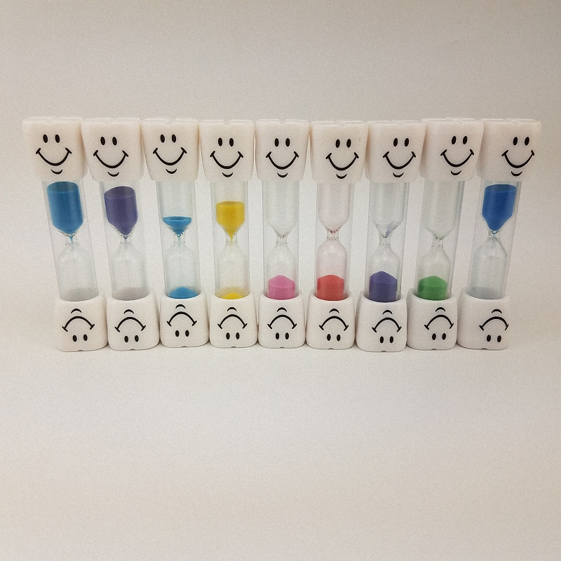 1min and 3 min plastic smiling face tooth sand timer for kids