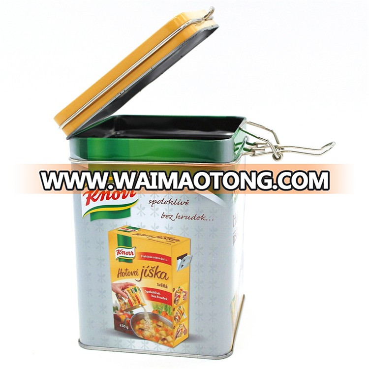 food safe empty metal tin can container with metal lock closing