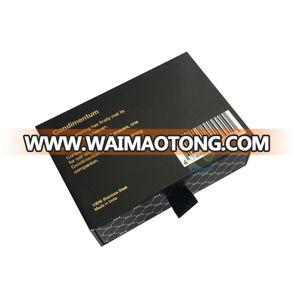 High Quality Black Custom LOGO Jewelry Gift Paper Sliding Drawer Cardboard Box