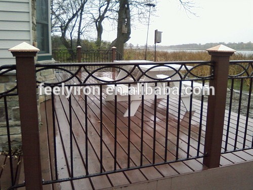 Modern welded wrought iron fence FF-009