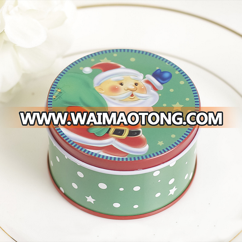 Merry Christmas Design Green and Blue Theme Apple Shape Tin Box