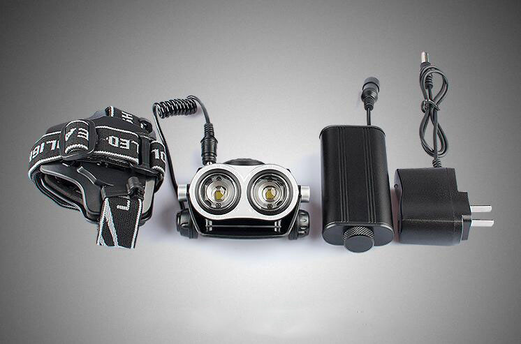 High-power LED rechargeable double-headed headlights T6 outdoor riding light