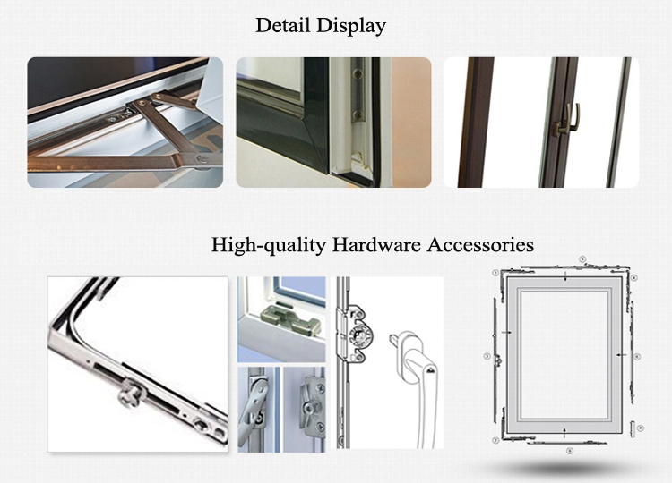 PVC double glazed awning windows with blind inside