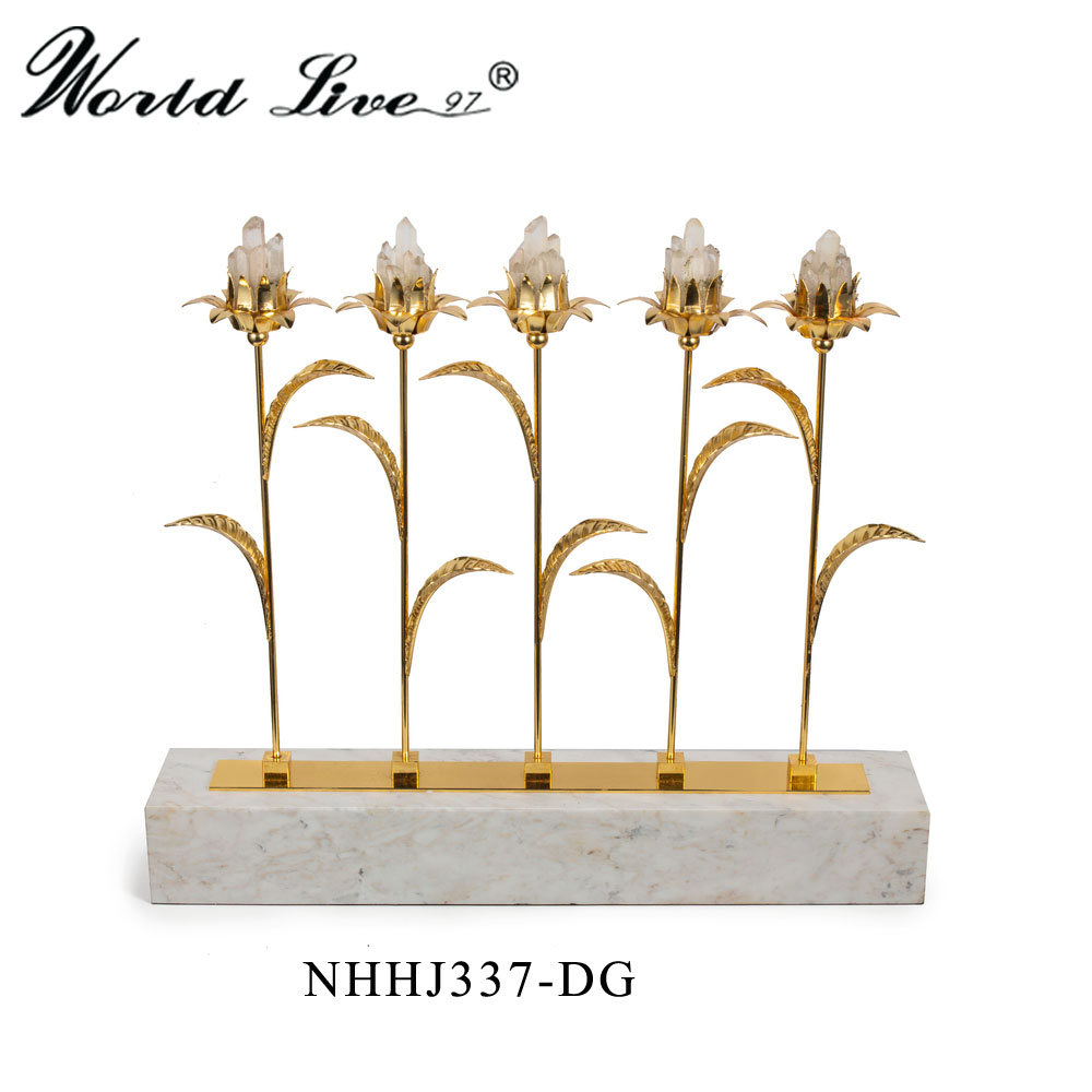 Crystal wedding decoration flower stand with marble base metal craft for home