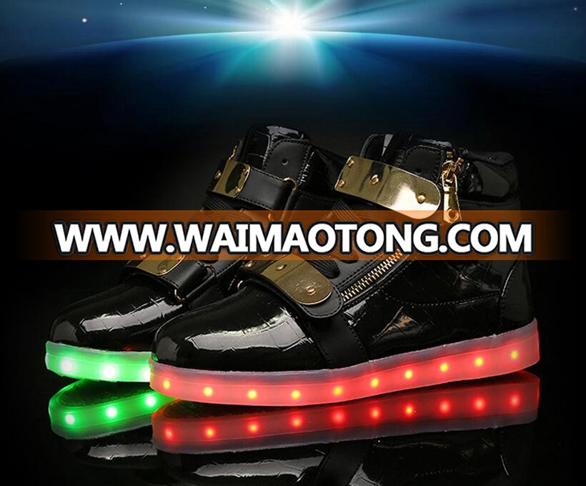 Hot Sale Men shoes 8 Colors High Top LED Shoes for Adults White Black Glowing Light Up Flat Shoes Luminous Recharging Size 35-46