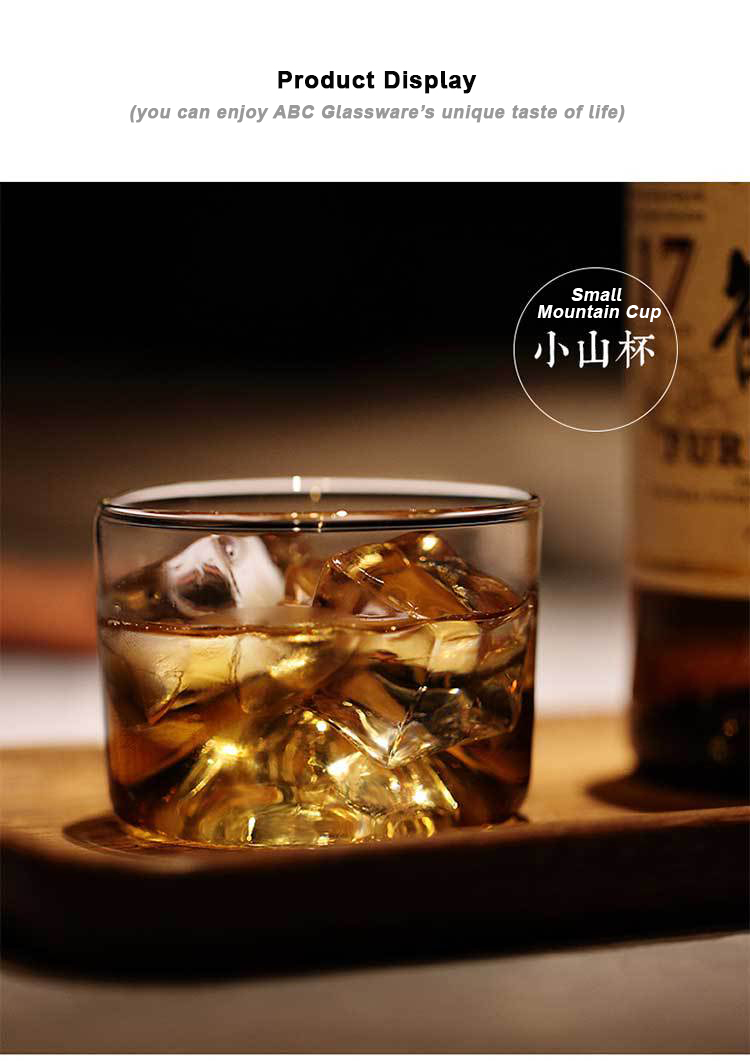 New Arrival 120ml Handmade Borosilicate Glass Drinking Cup With Wooden Tray For Tea or Whisky