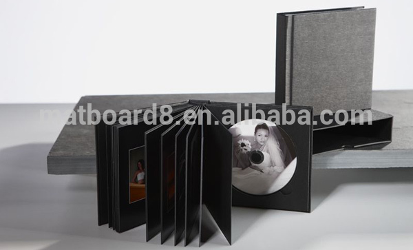 custom wholesale unique high grade leather CD folio with 2 pic and 1 dic