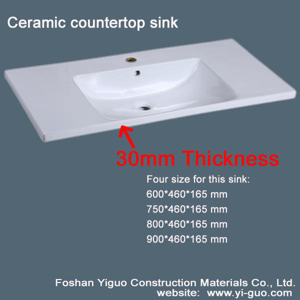 Newest products Bathroom cabinet countertop ceramic sink, Australia style, Feather edge basin, 30mm Thickness