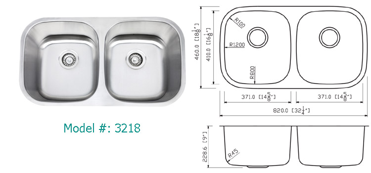 Deep drawn sink J3218, undermount stainless steel sink, Made in Malaysia, no Anti-dumping tariff