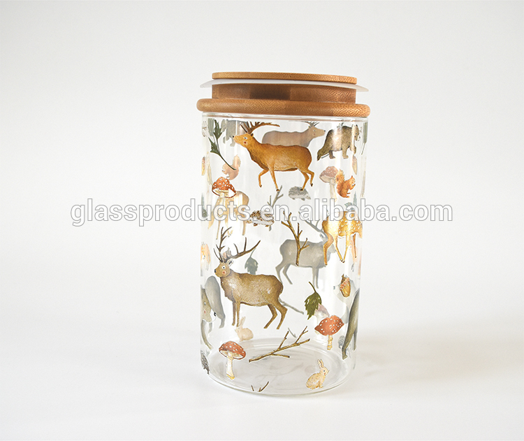 OEM / ODM Handmade Borosilicate Glass Food Jar With Bamboo Lid