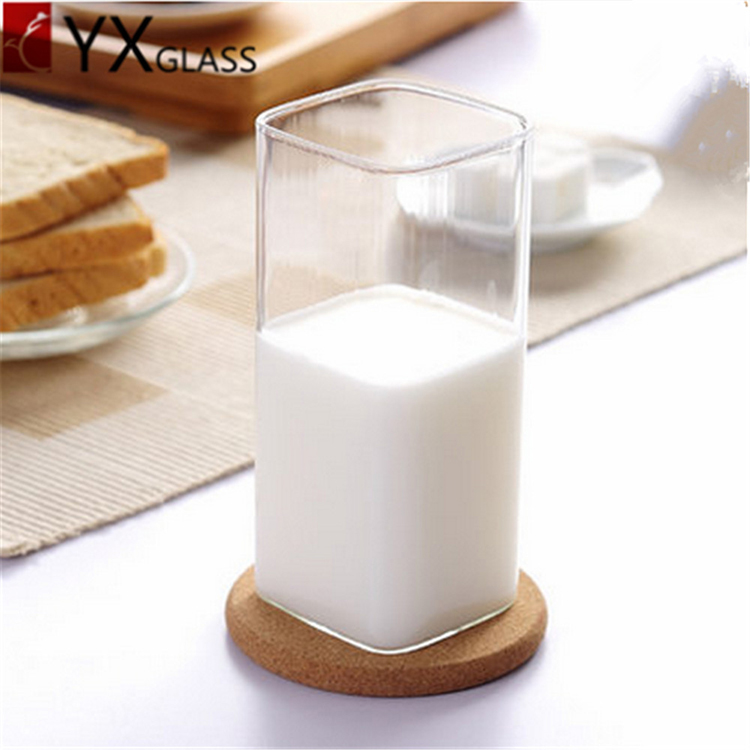 420ML healthy transparent borosilicate square drinking glass cups