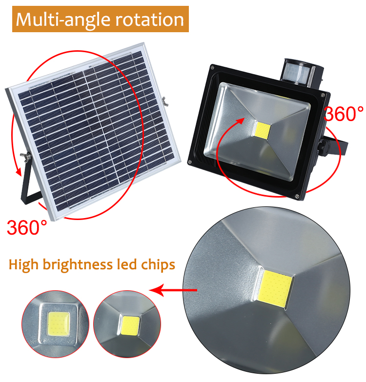 Portable ip65 outdoor security 10w 20w 30w 50w solar motion sensor flood light