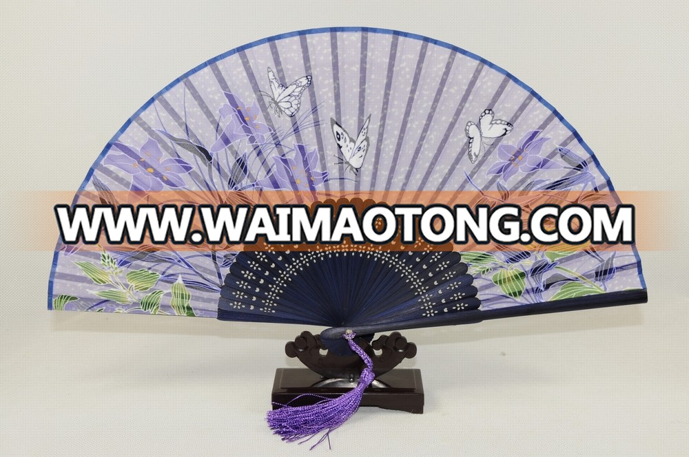 customerized elegant purple Japanese bamboo hand fan