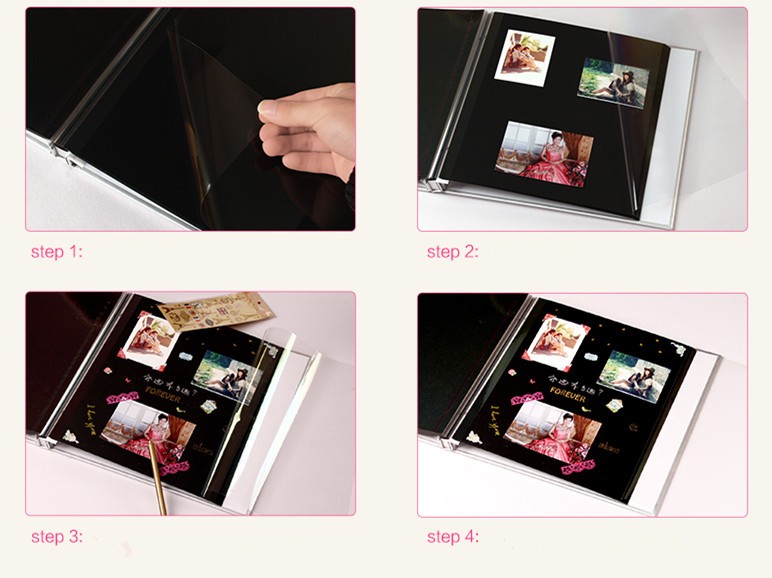 Best price hollow out wood cover album self adhesive photo album