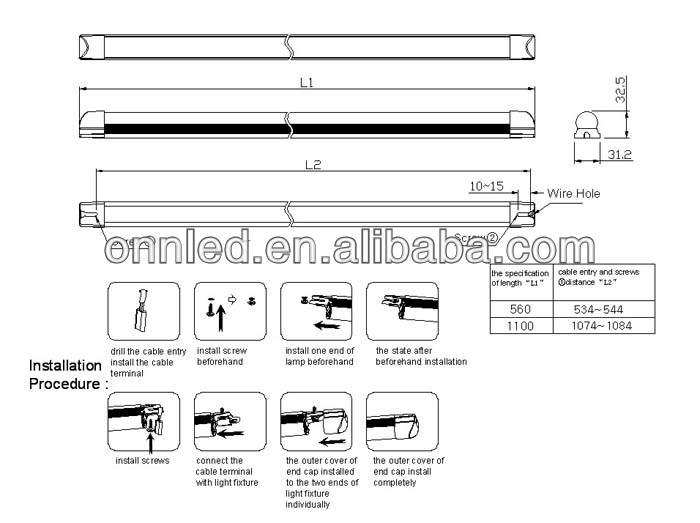 ONN-J08 Tear Drop Cleanroom Light Fixture / Dust proof Tube Lighting