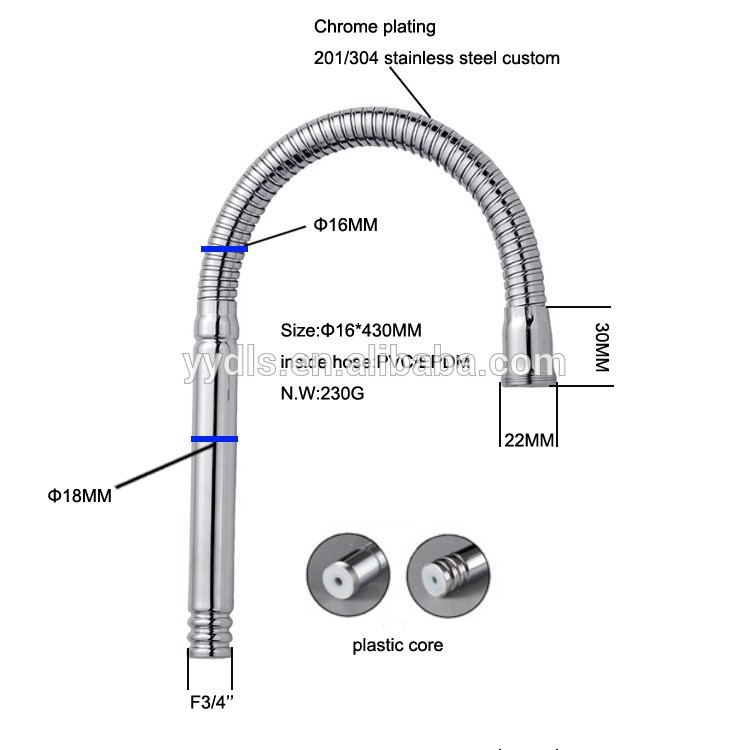 Victorice Flexible Shower Head With Hose Stainless Steel Kitchen Faucet Hose